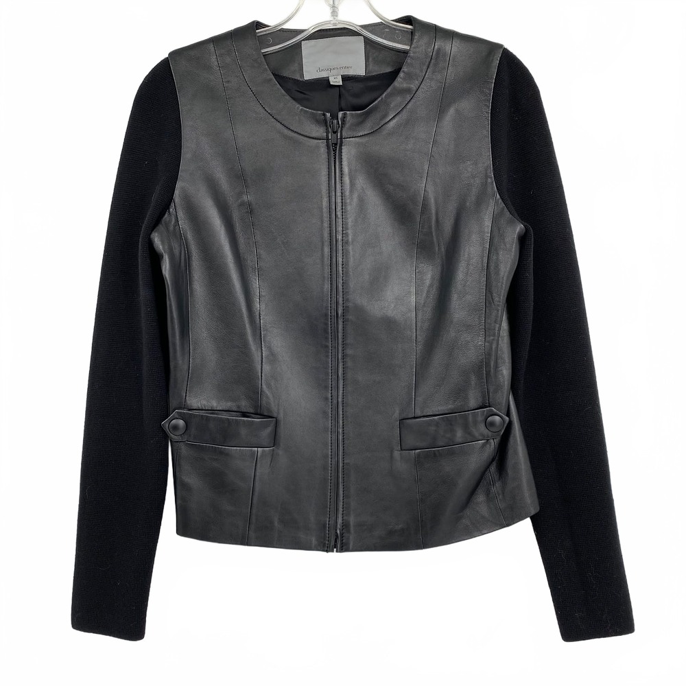 Classiques Entier Black Leather Wool Jacket | Women’s XS